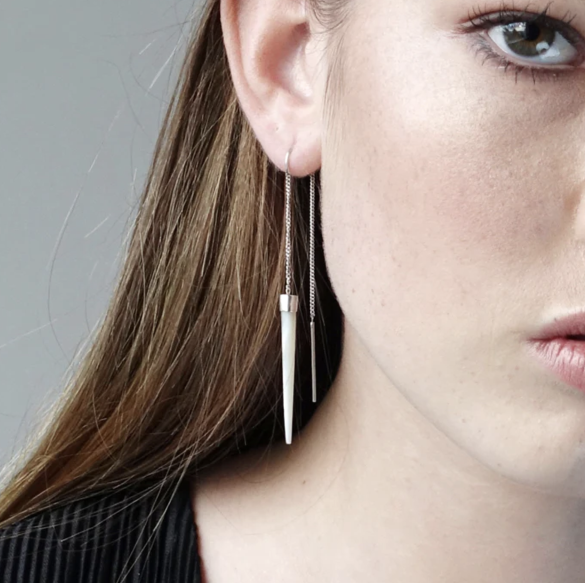 Nick Von K Mother of Pearl Slipstream Earrings Sterling Silver