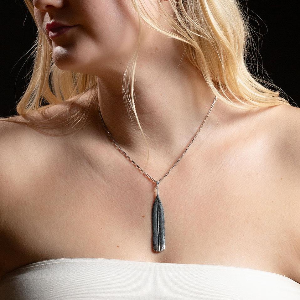 Nick Von K Huia Feather Necklace Sterling Silver