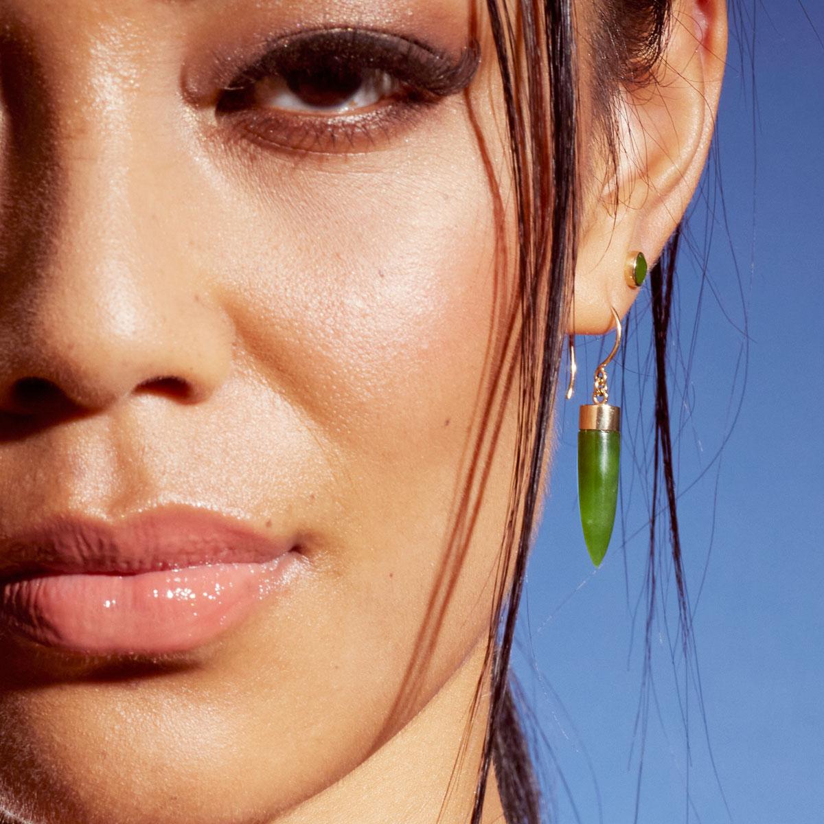 Nick Von K Pounamu Point Earrings Sterling Silver