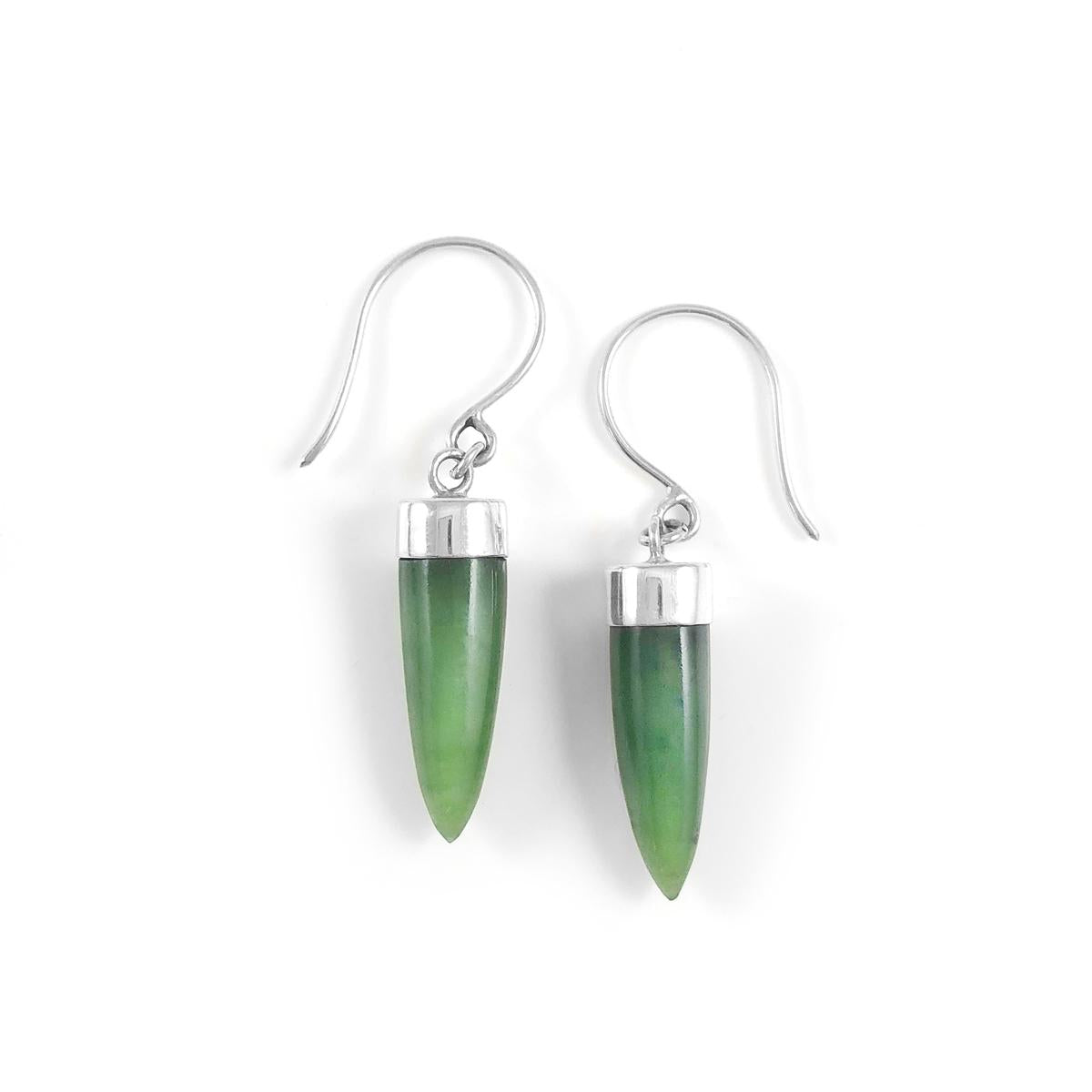 Nick Von K Pounamu Point Earrings Sterling Silver