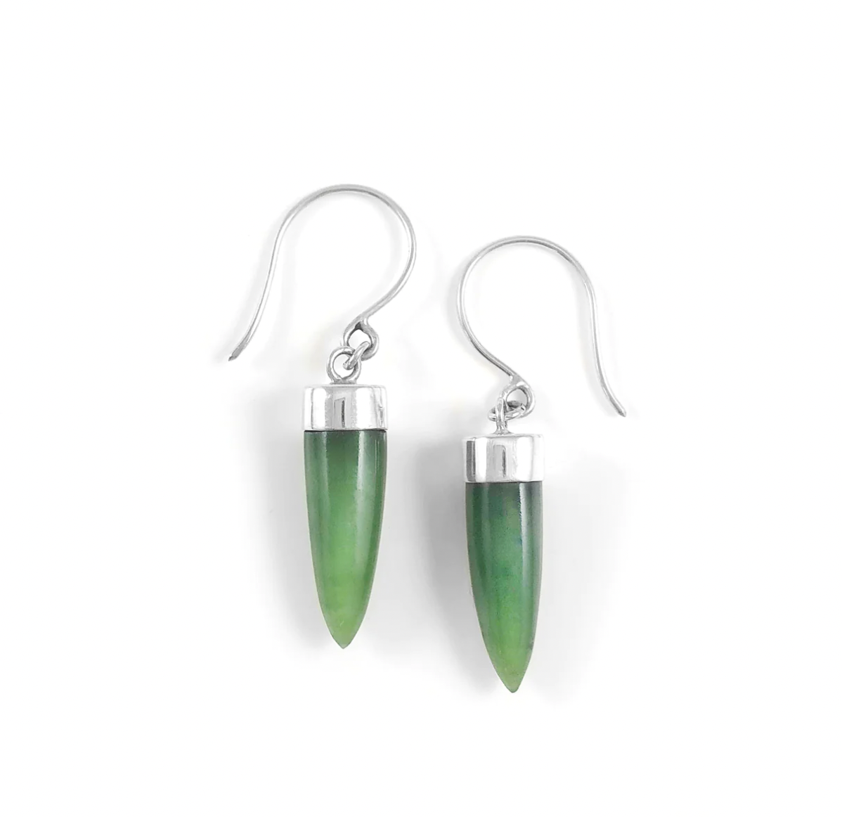Nick Von K Pounamu Point Earrings Sterling Silver
