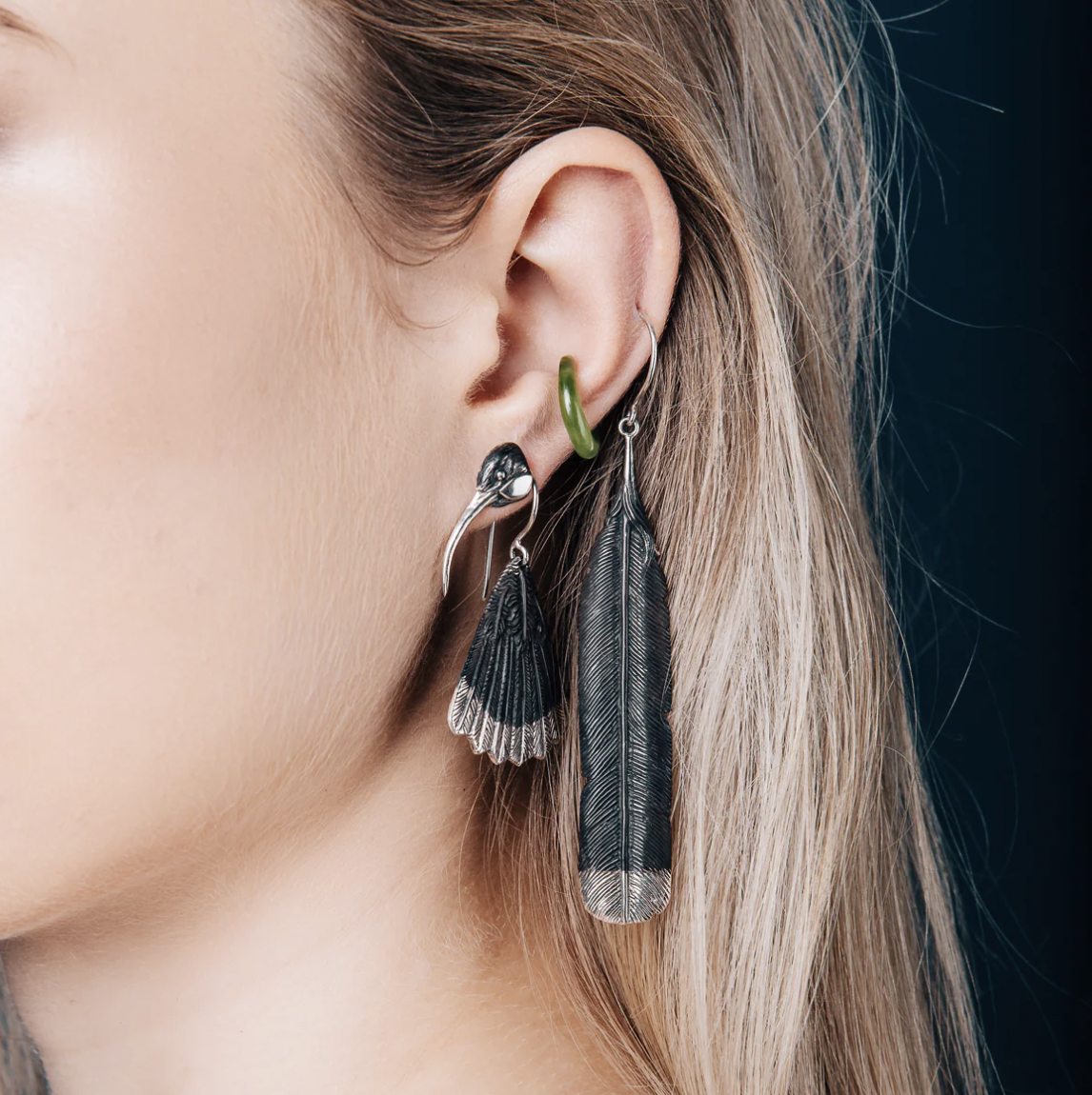 Nick Von K Huia Feather Earrings Sterling Silver