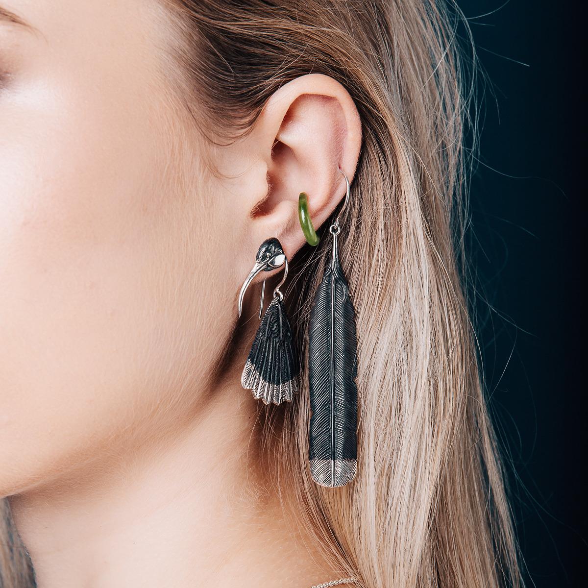 Nick Von K Huia Feather Earrings Sterling Silver