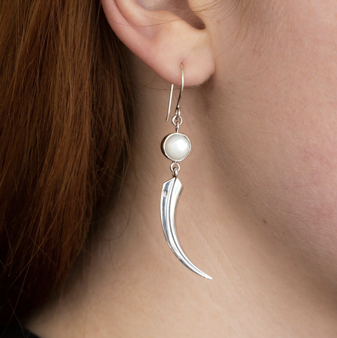 Nick Von K Midnight Huia Beak Earrings Sterling Silver