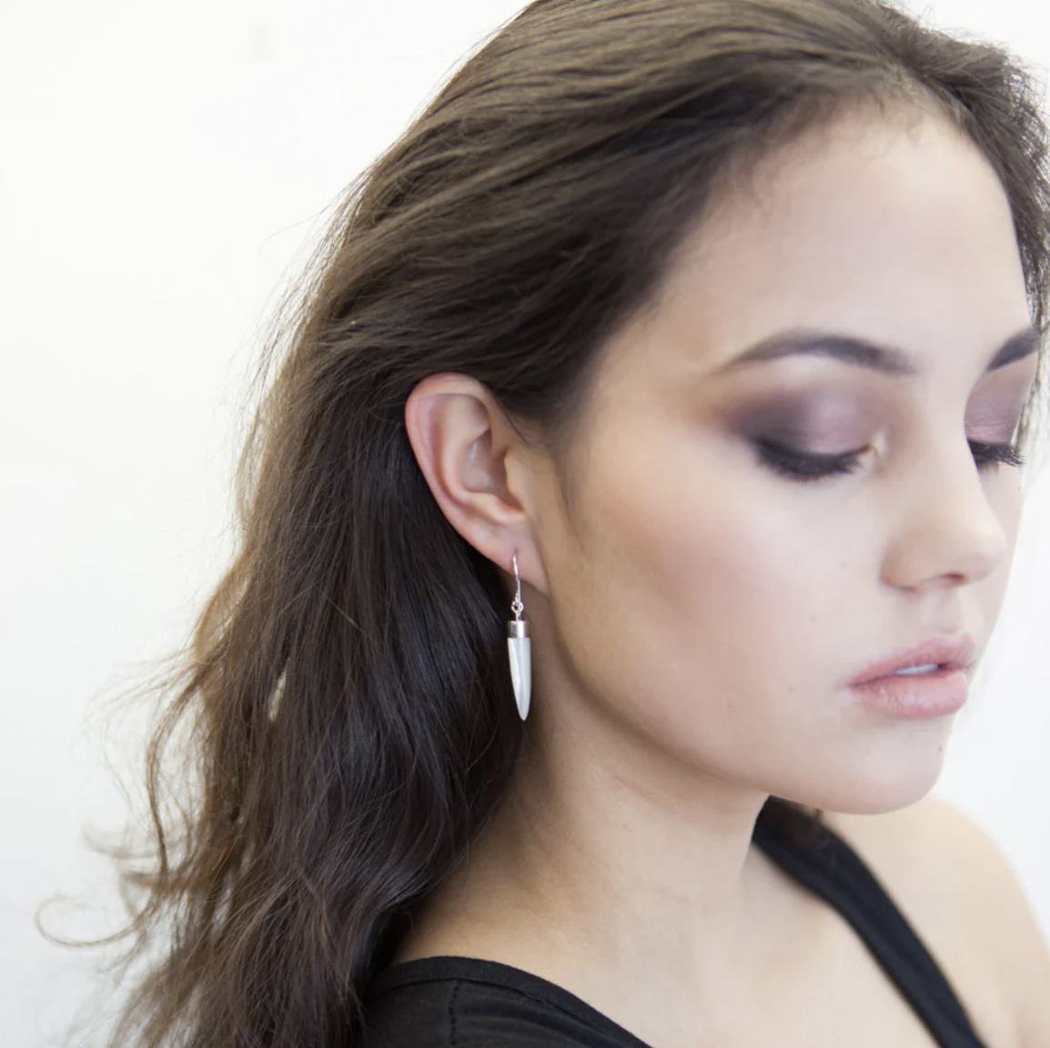 Nick Von K Mother of Pearl Point Earrings Sterling Silver