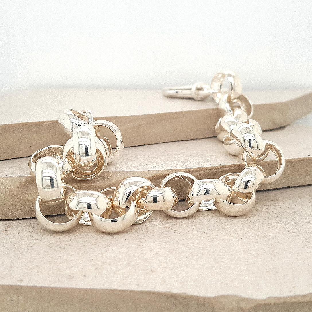 Sterling Silver 11mm Round Belcher Chain Bracelet