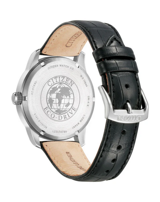 Citizen Gents Eco-Drive White Face Black Leather Strap Watch