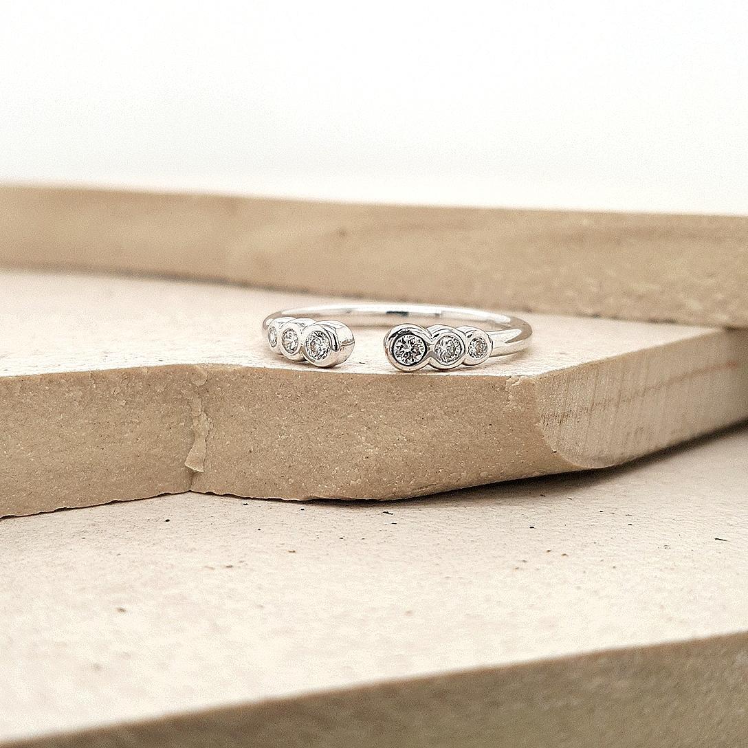 The Indie Setting 9ct White Gold Diamond Bezel Set Open Band