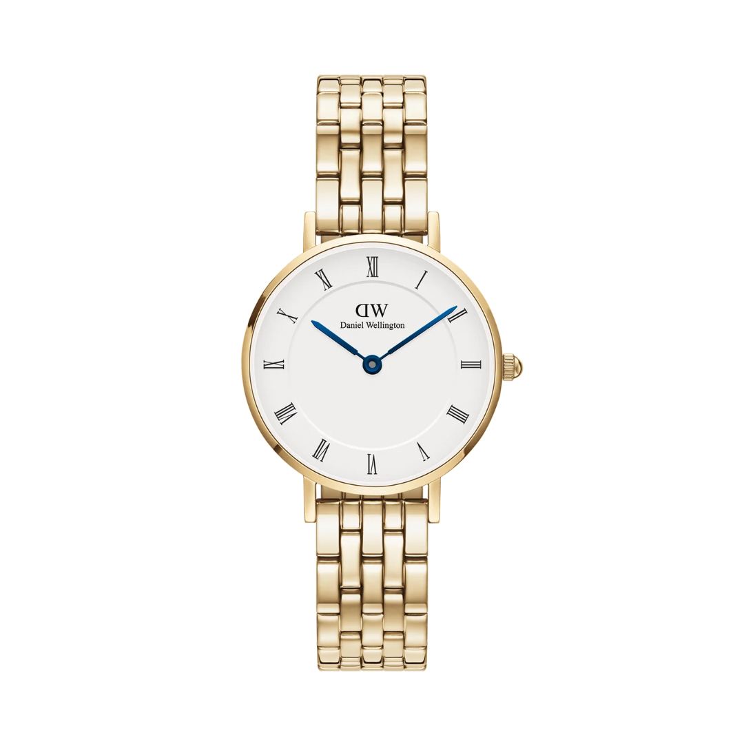 Daniel Wellington 28mm Petite Roman Numerals 5-Link Gold Watch