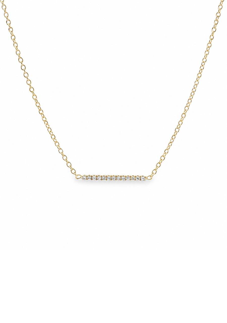 9ct Yellow Gold Diamond East West Bar Necklace