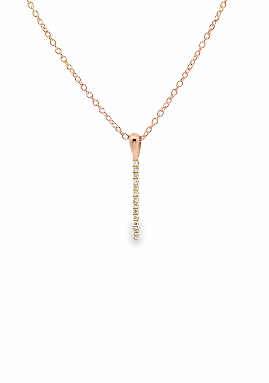 9ct Rose Gold Diamond North South Bar Necklace Pendant