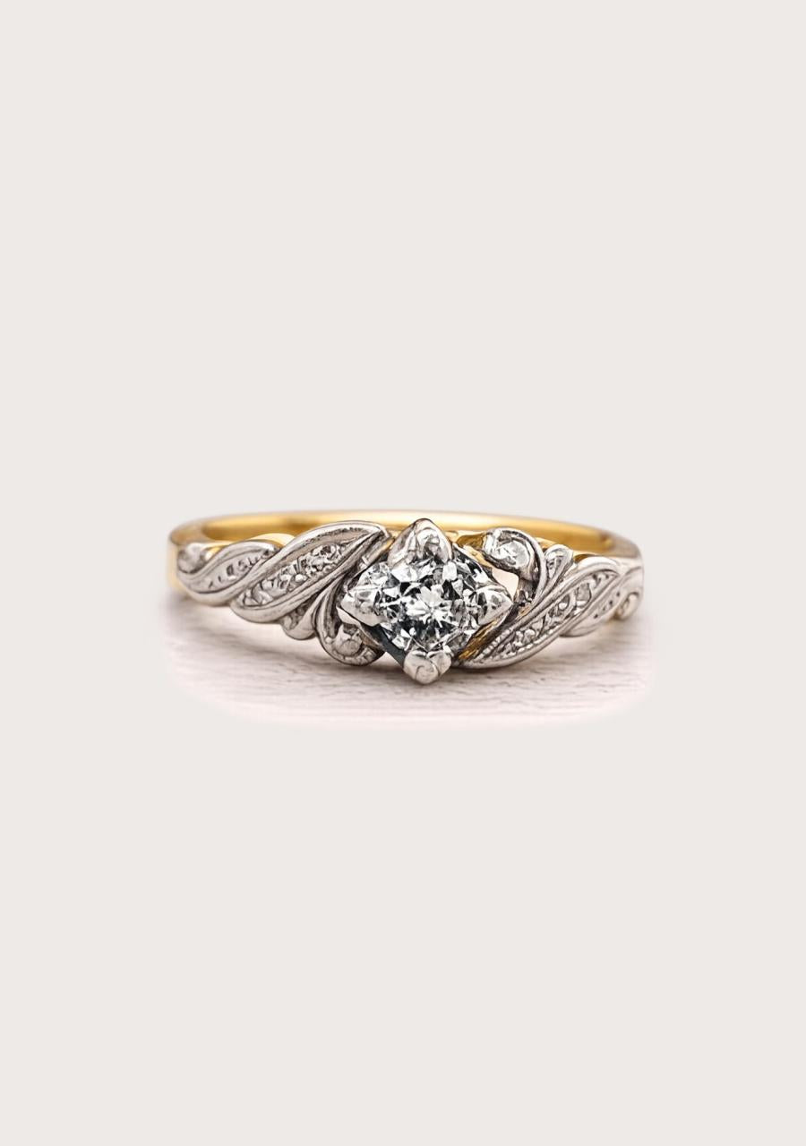 Estate 18ct Yellow Gold 0.20ct Diamond Two Tone Ring