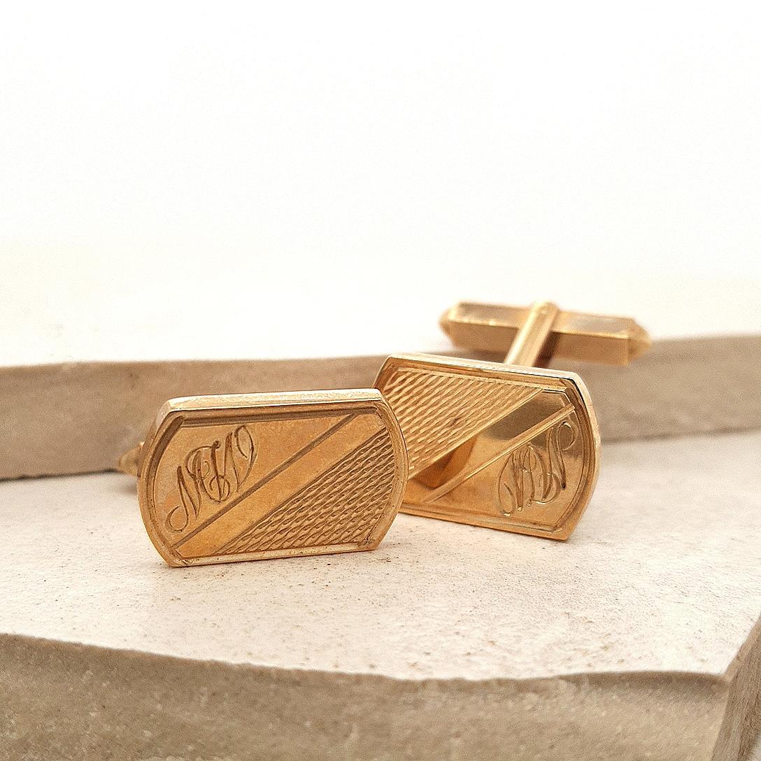Estate 9ct Yellow Gold Cuff Links