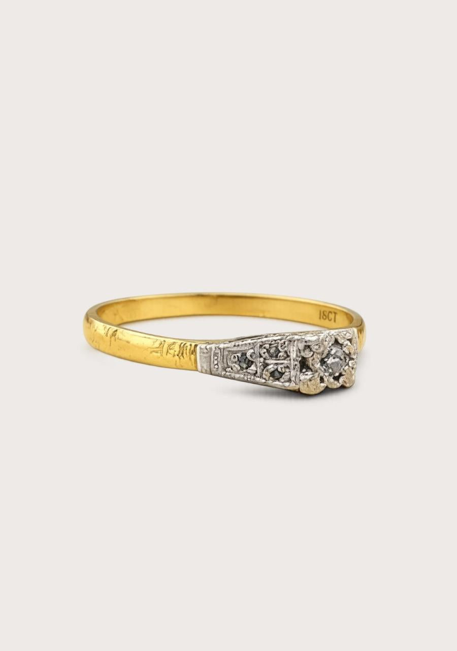 Estate 18ct Two Tone Diamond Ring