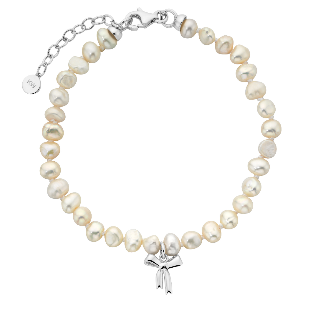 Karen walker Petite Bow with Pearls Bracelet with Freshwater Pearls 18.5+3.5cm