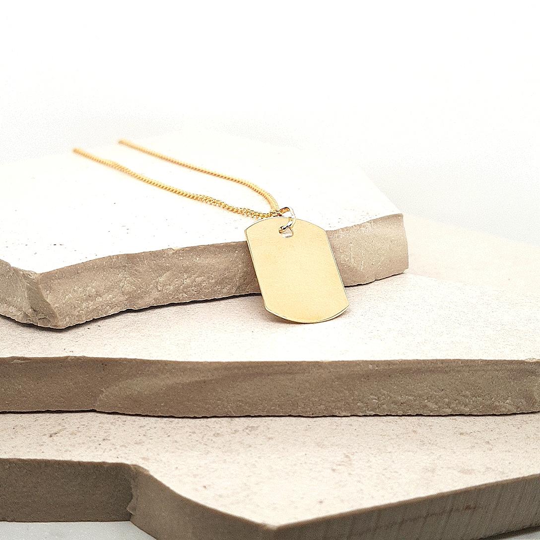 9ct Yellow Gold Dog Tag Pendant