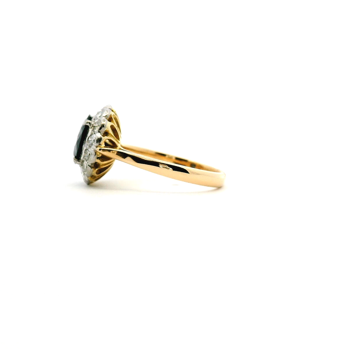 Green Sapphire & Diamond 18ct Yellow & White Gold Cluster Ring