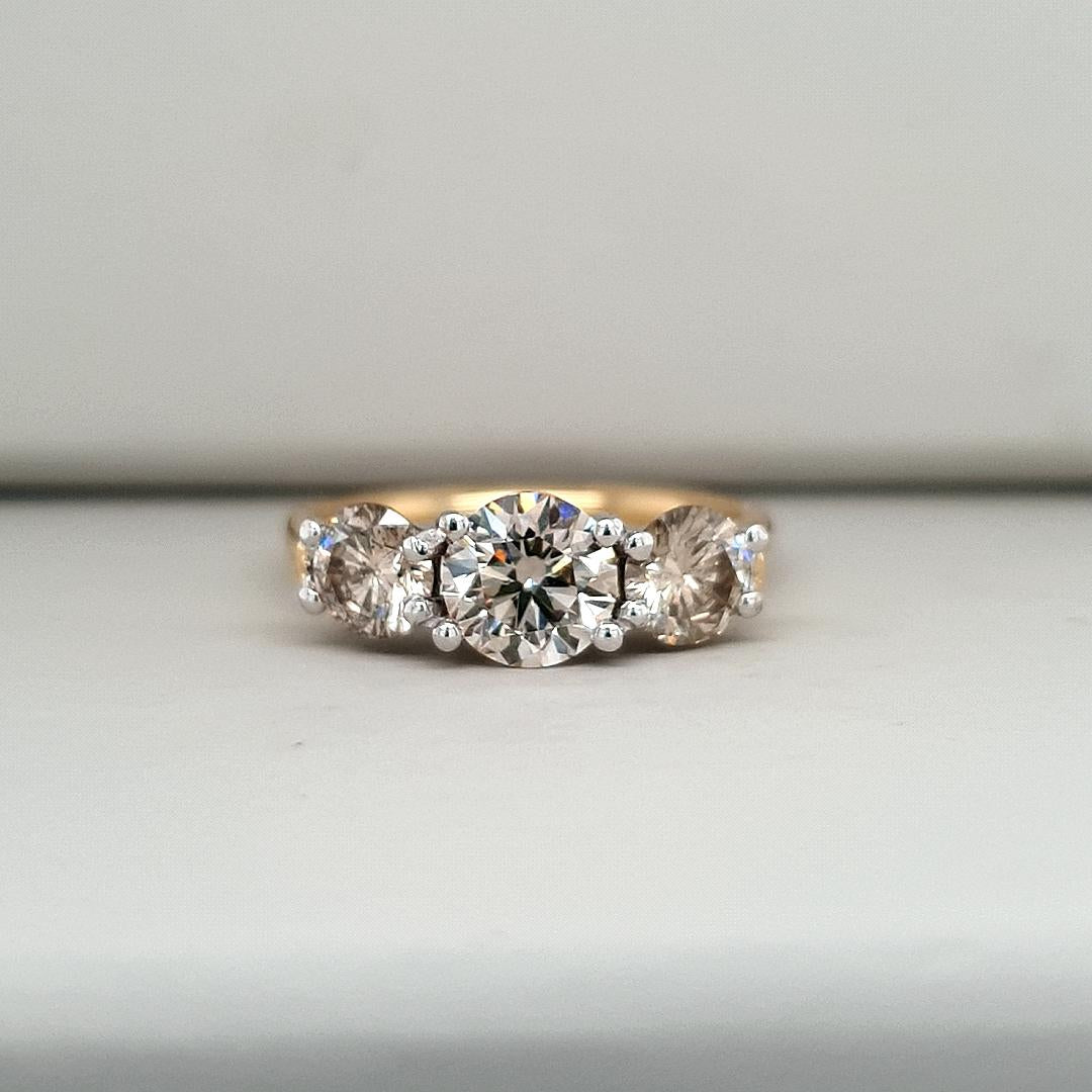 18ct Yellow and White Gold 2.00ct Three Stone Ring