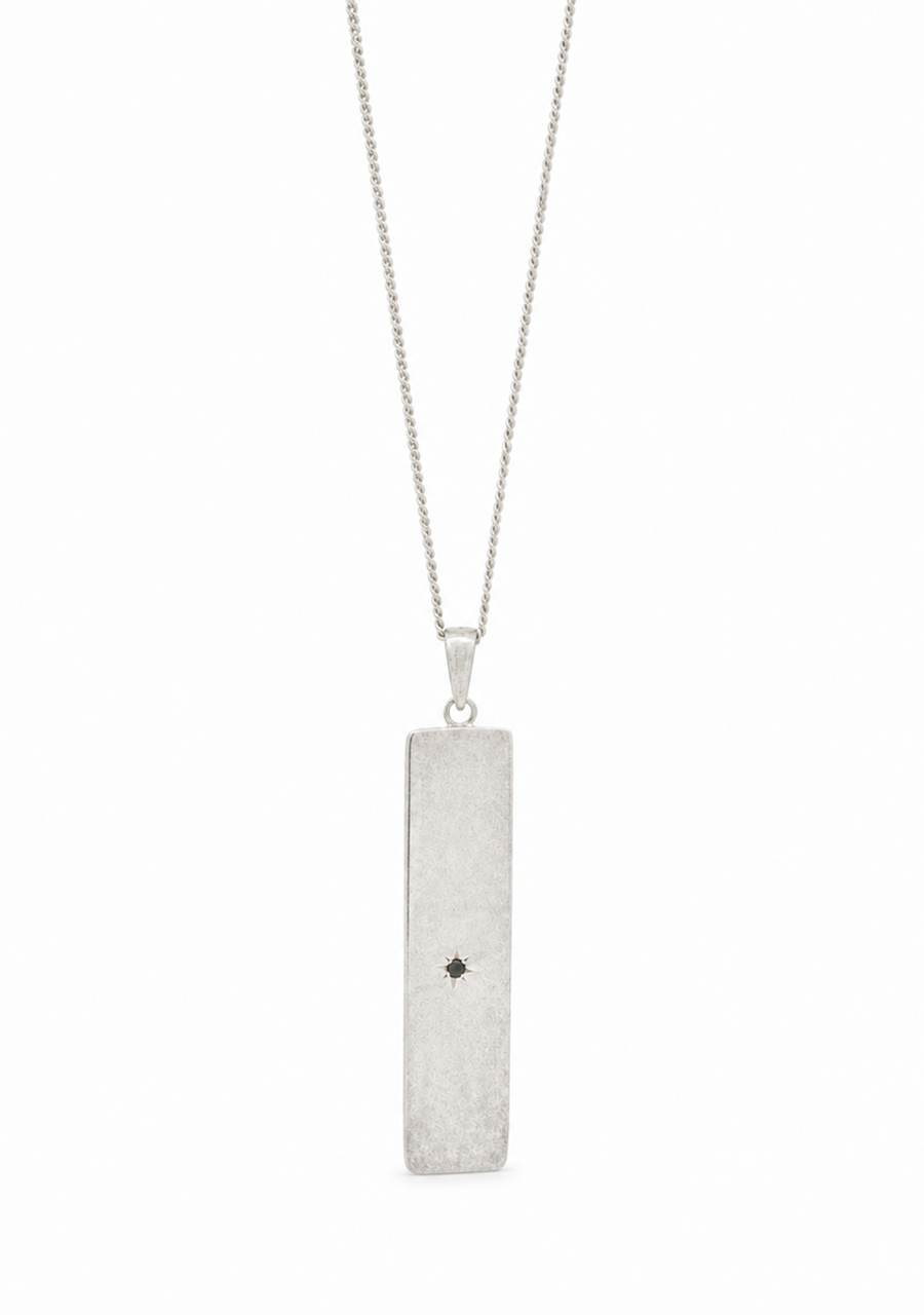 Sterling Silver Rectangle Pendant with Green Tourmaline