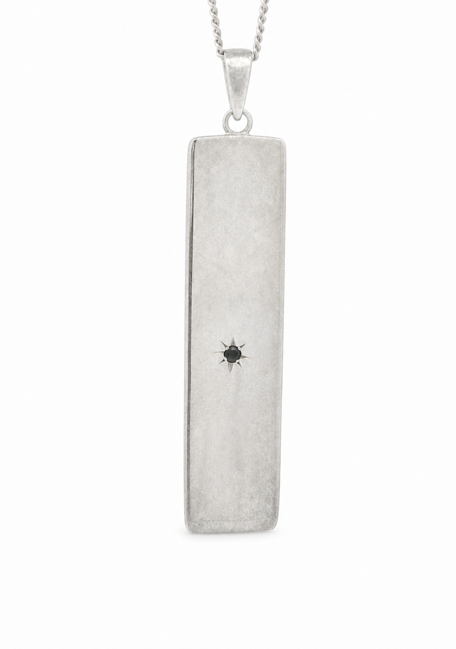 Sterling Silver Rectangle Pendant with Green Tourmaline