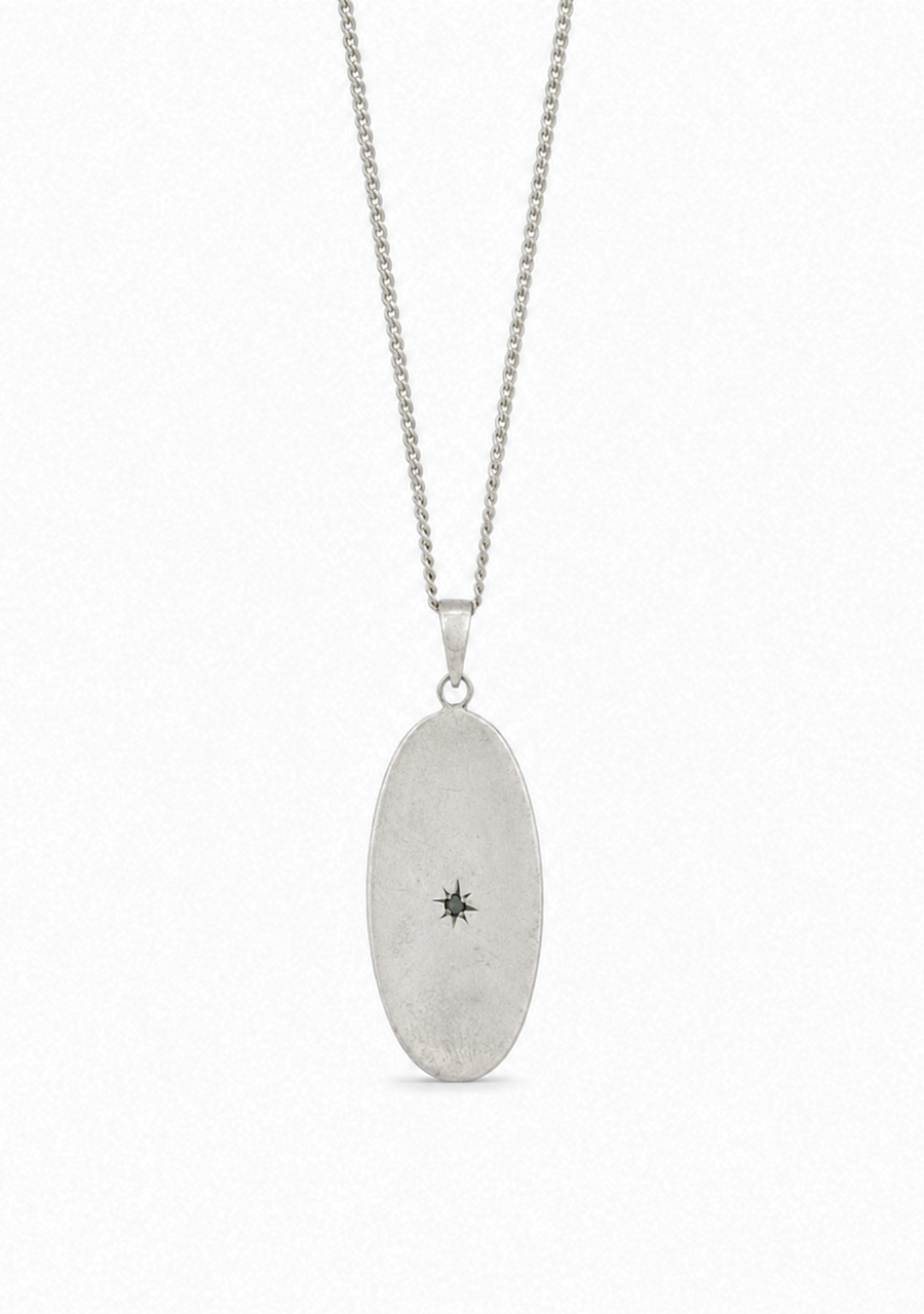 Sterling Silver Oval Pendant with Green Tourmaline