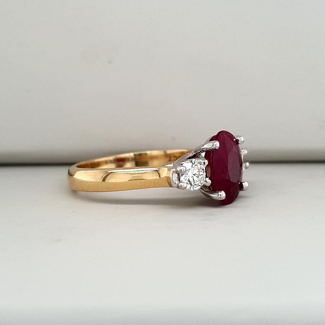 Ruby & Diamond Trilogy Ring in 18ct Yellow & White Gold