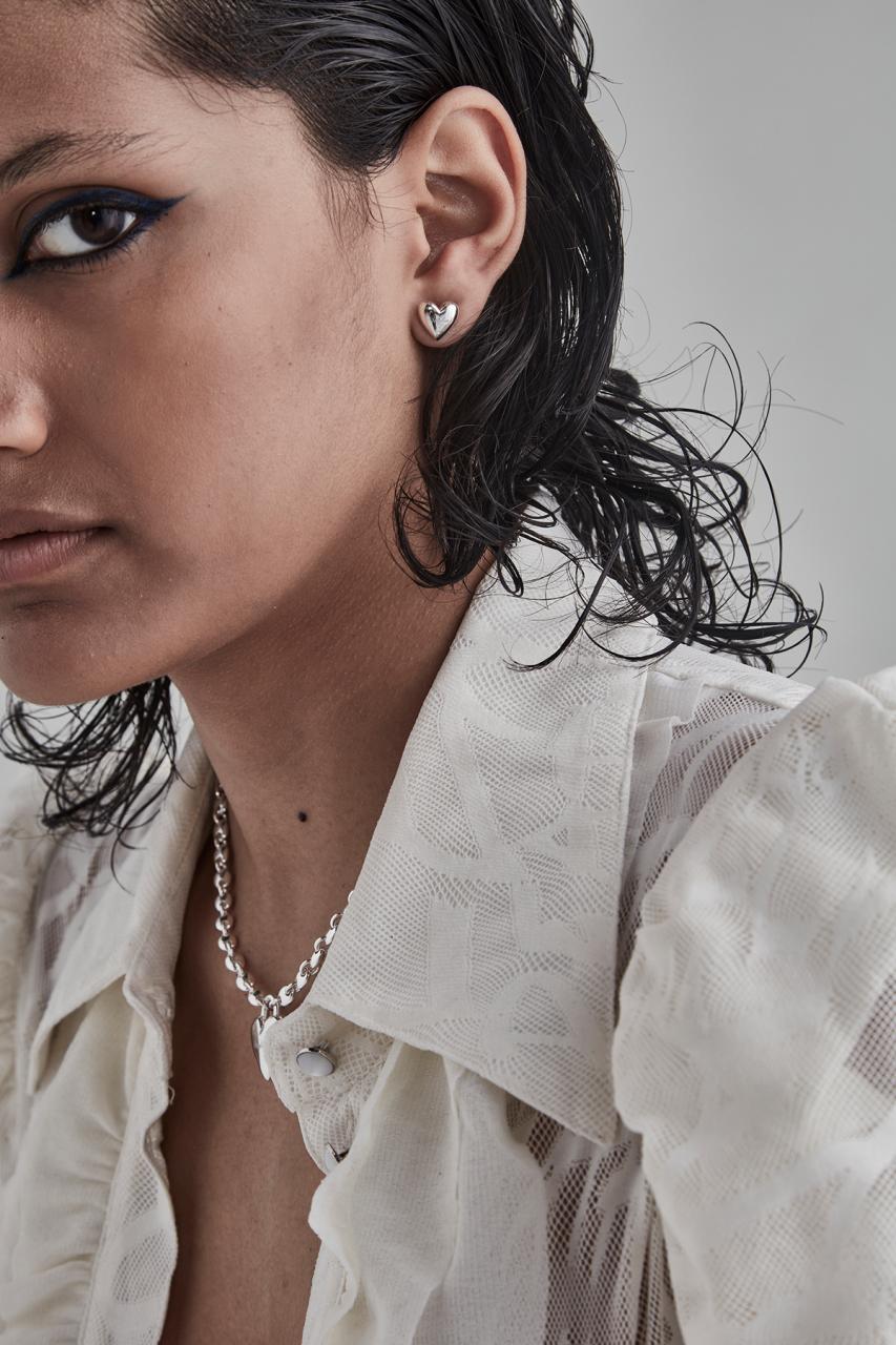 Stolen Girlfriends Club Sterling Silver Full Heart Stud Earrings