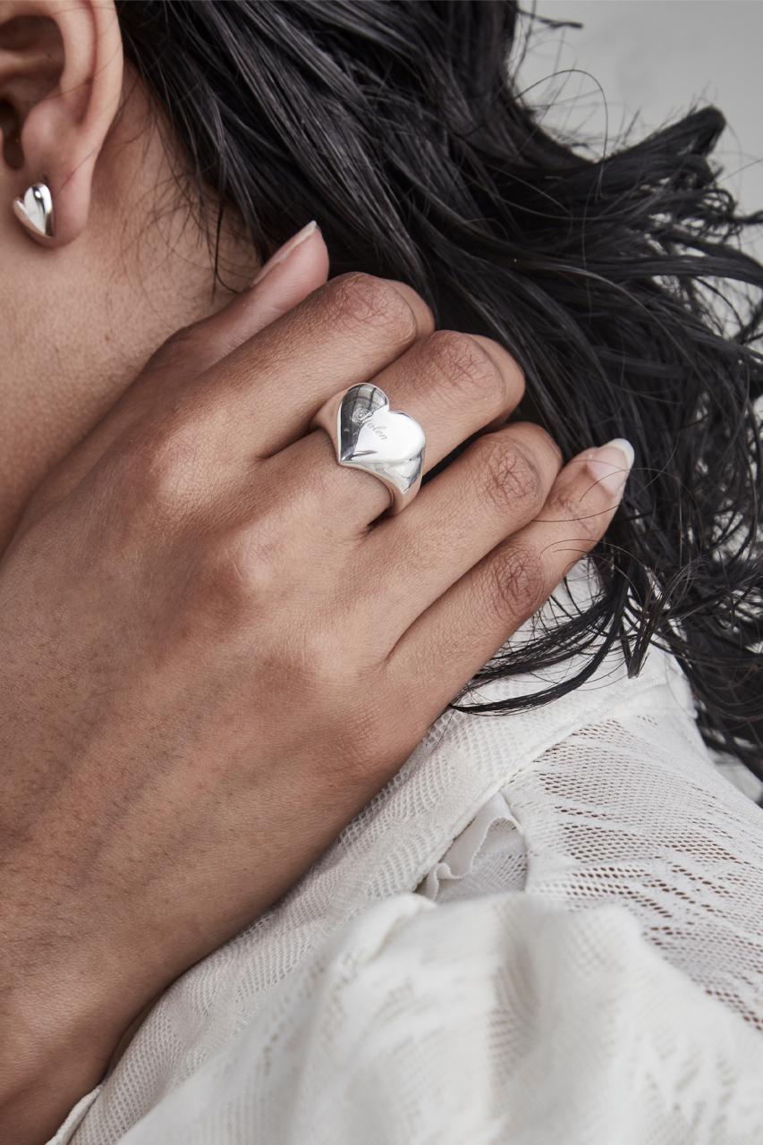 Stolen Girlfriends Club Sterling Silver Full Heart Signet Ring