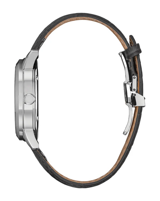 Citizen Gents Stainless Steel Eco-Drive Watch with Black Leather Strap bu2110-01a