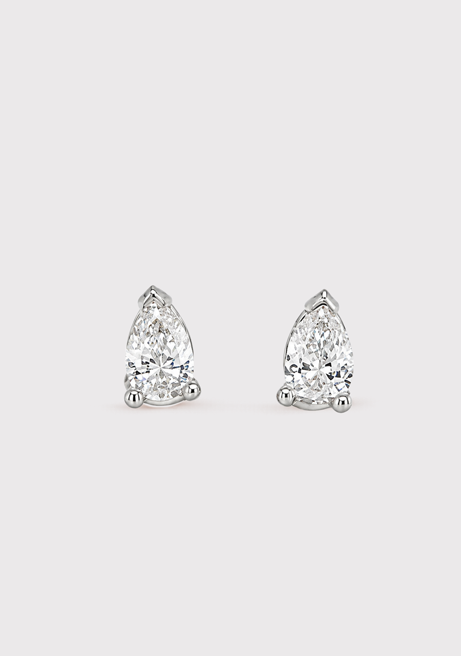 14ct White Gold Pear Cut Diamond Stud Earrings