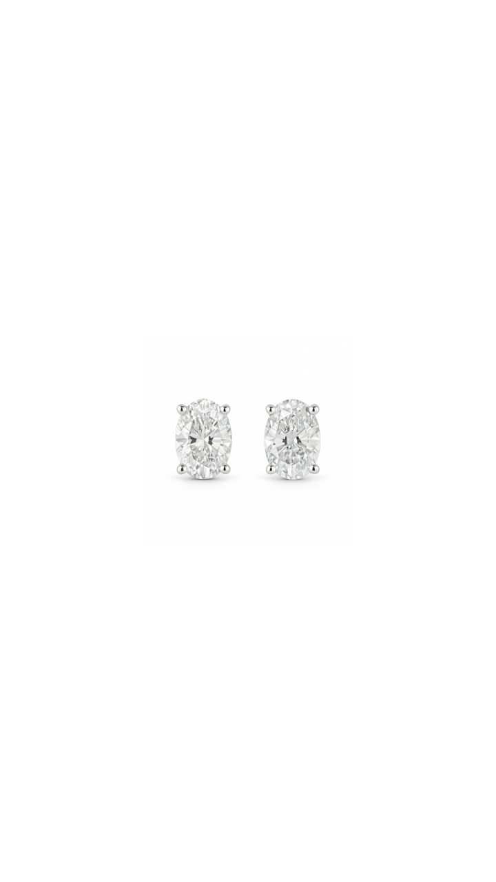 Diamond Oval Cut Stud Earrings in 14ct White Gold