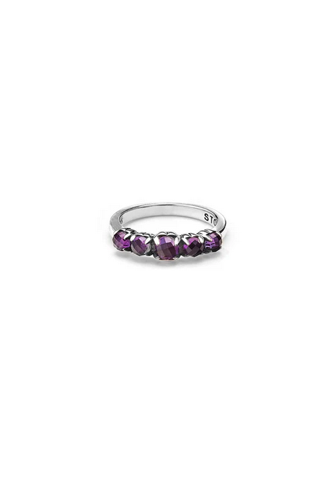 Stolen Girlfriends Club Sterling Silver Halo Cluster Ring with Dark Amethyst