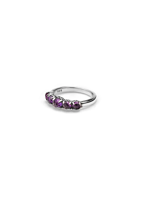 Stolen Girlfriends Club Sterling Silver Halo Cluster Ring with Dark Amethyst