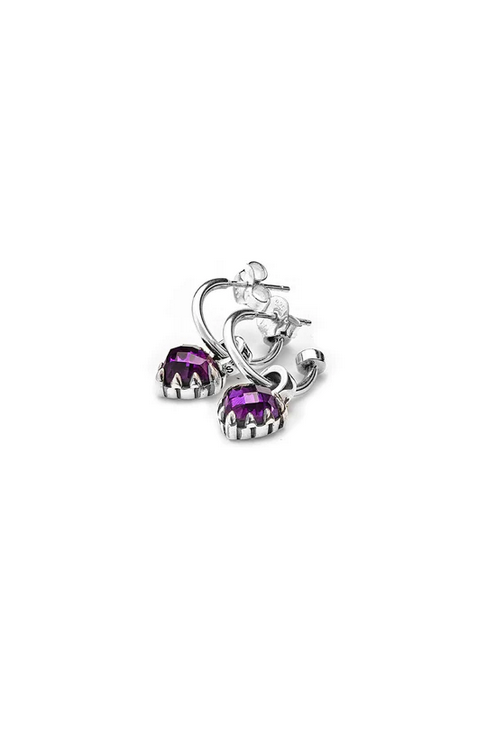 Stolen Girlfriends Club Sterling Silver Love Anchor Earring with Dark Amethyst