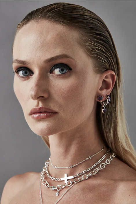 Stolen Girlfriends Club Love Claw Earrings with Dark Amethyst