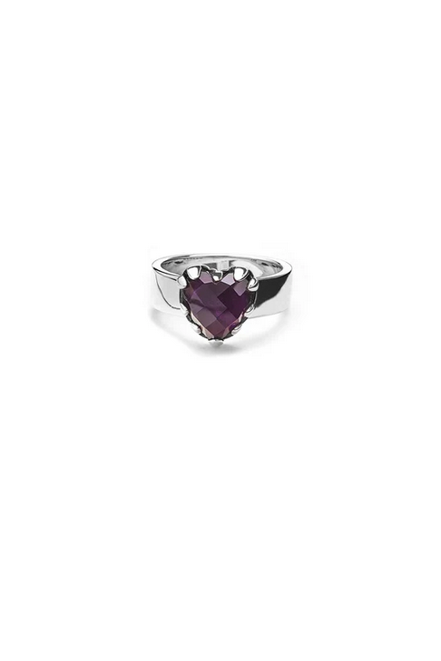 Stolen Girlfriends Club Sterling Silver Love Claw Ring with Dark Amethyst