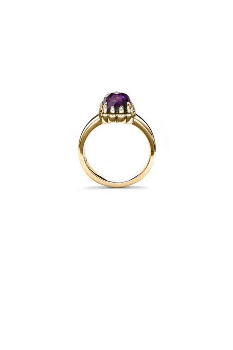Stolen Girlfriends Club 18ct Yellow Gold Plated Baby Claw Ring with Dark Amethyst