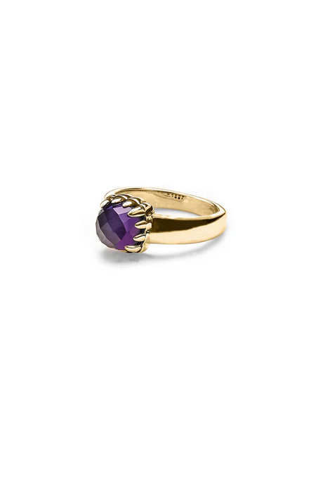 Stolen Girlfriends Club 18ct Yellow Gold Plated Baby Claw Ring with Dark Amethyst