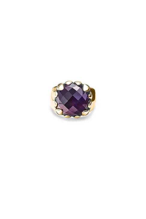 Stolen Girlfriends Club 18ct Yellow Gold Plated Claw Ring with Dark Amethyst