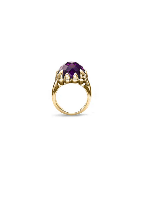 Stolen Girlfriends Club 18ct Yellow Gold Plated Claw Ring with Dark Amethyst