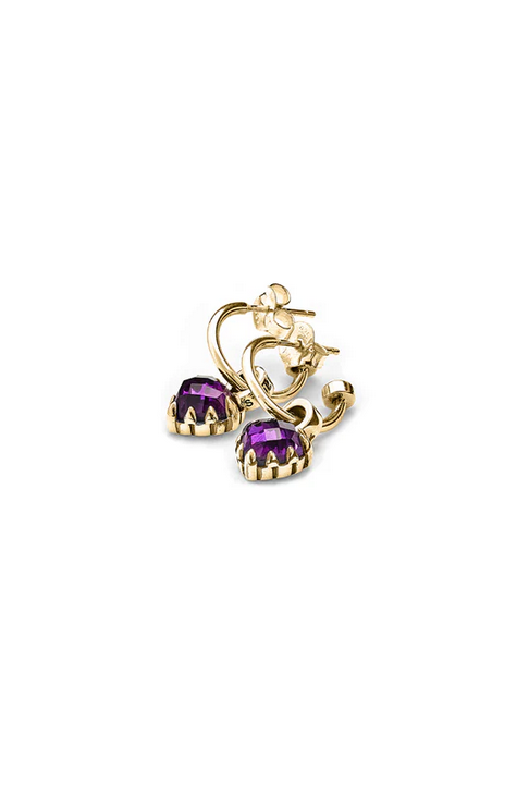 Stolen Girlfriends Club 18ct Yellow Gold Plated Love Anchor Earring with Dark Amethyst