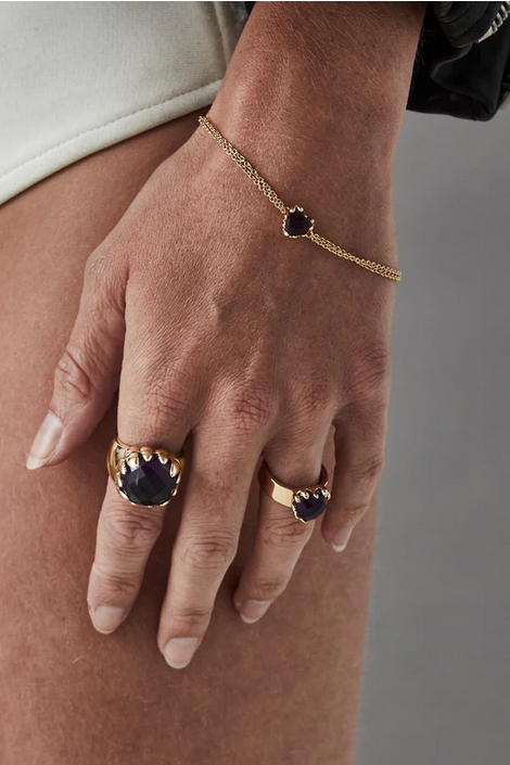 Stolen Girlfriends Club 18ct Yellow Gold Plated Love Claw Amethyst Bracelet
