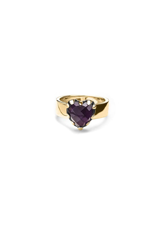 Stolen Girlfriends Club 18ct Yellow Gold Plated Love Claw Ring with Dark Amethyst