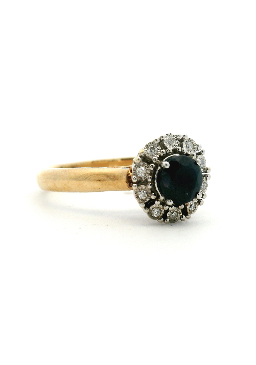 Sapphire & Diamond 9ct Yellow & White Gold Cluster Ring