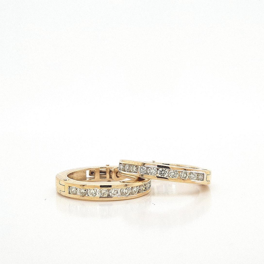 Diamond Channel Set 9ct Yellow Gold Hoop Earrings