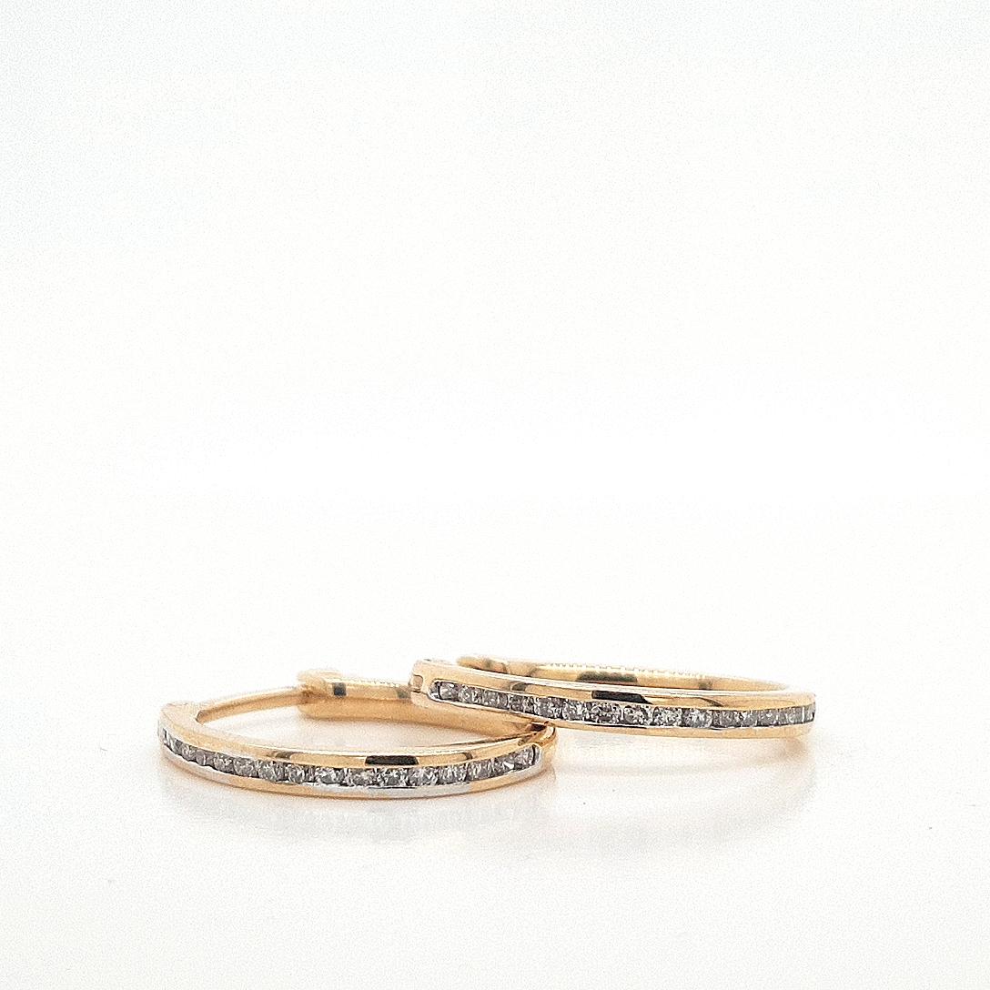 Diamond Channel Set 9ct Yellow Gold Diamond Channel Set Hoop Earrings