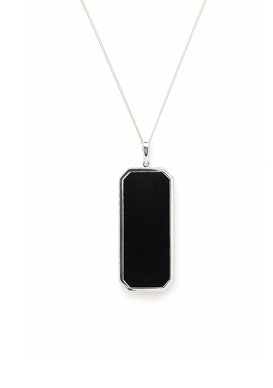 Sterling Silver Onyx Rectangular Pendant