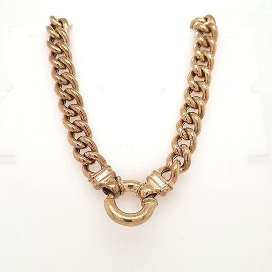 Estate 9ct Yellow Gold Rounded Hollow Curb Link Chain