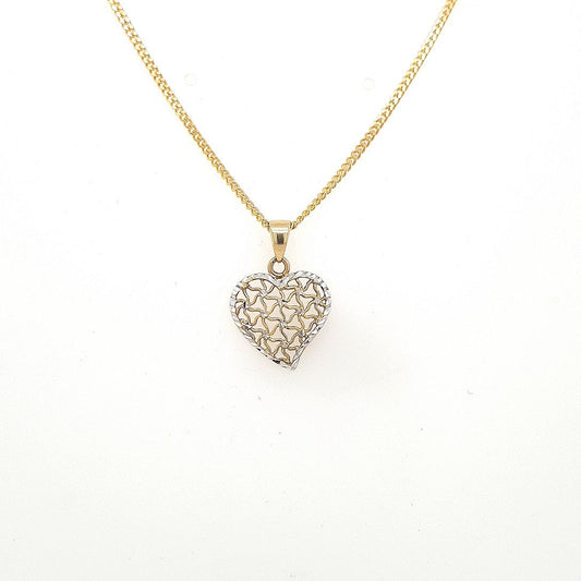 Estate 9ct Two Tone Faceted Heart Pendant