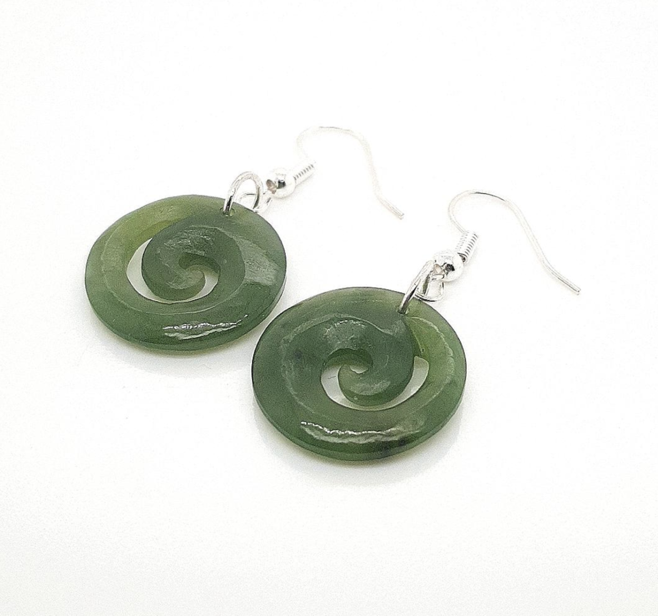 Greenstone Sterling Silver Koru Hook Earrings